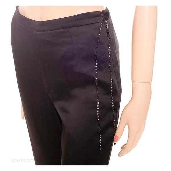 MM MOISELLE Sequin & Chiffon Trim Satin Dress Pants Y2K - Picture 5 of 10